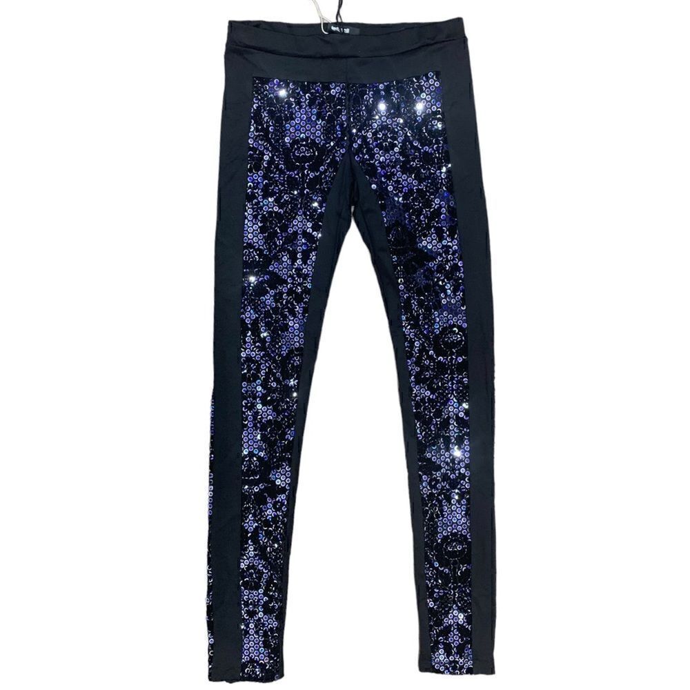 Just Cavalli Sequin Flower Embroidered Leggings, Small, NWT